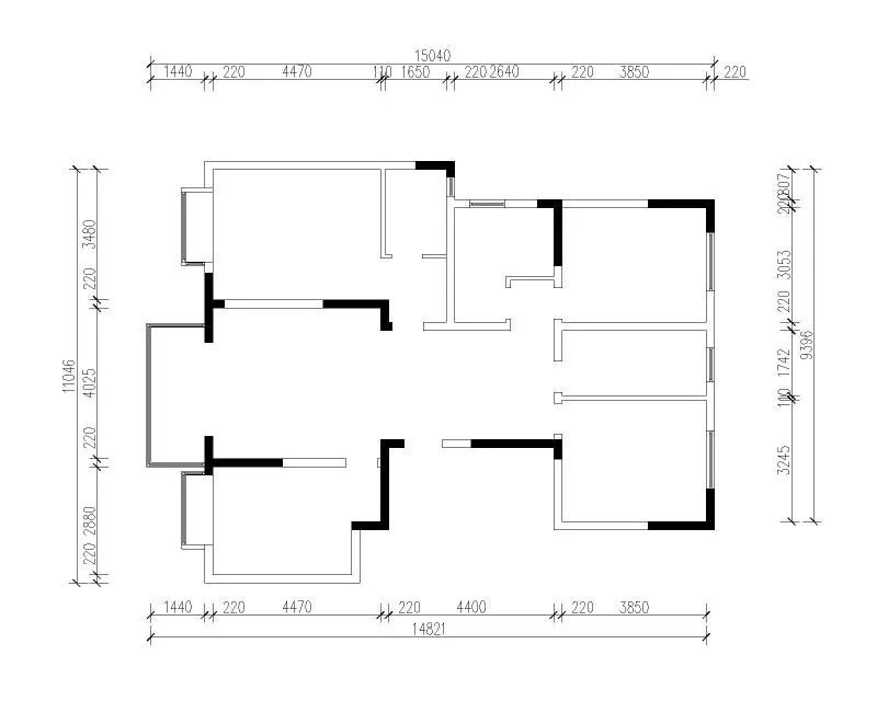 余玮_红牛设计--中垠紫金官邸140㎡（G户型）北欧风格02户型分析_原始结构图